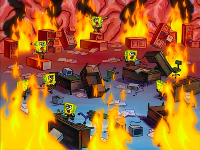 Bob Esponja en llamas